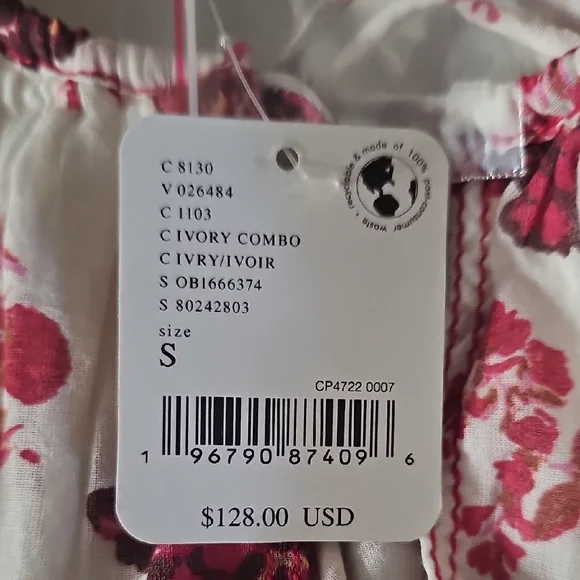 Free People Cream and Burgundy Floral Dress - Picture 3 of 8